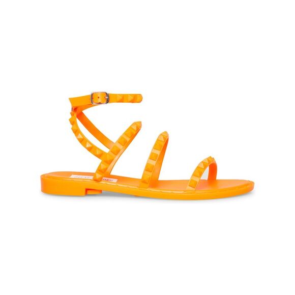 NWT STEVE MADDEN Womens Orange Studded Travel Round Toe Gladiator Sandles 9 M - Picture 1 of 3